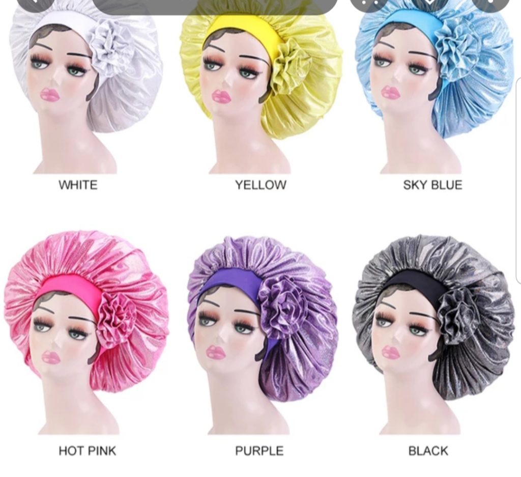 Extra large satin bonnet {shower cap}