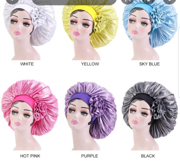 Extra large satin bonnet {shower cap}